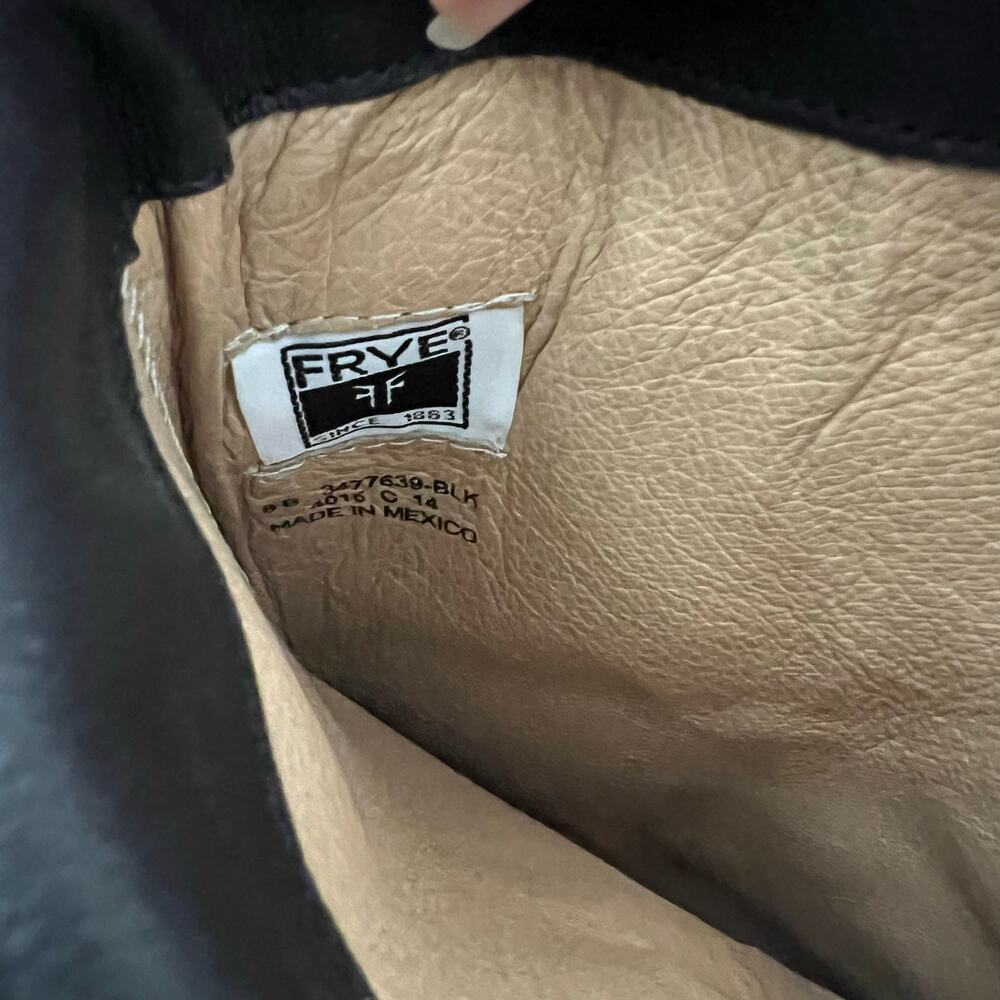 Frye Kelly Black Leather Over the Knee Boots Buckle Strap Block Heel Riding boot - Picture 6 of 12